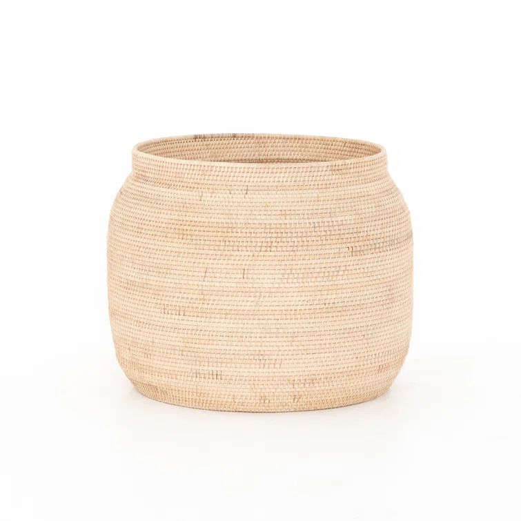 Coastal Rattan Round Storage Basket 24"x18.5"