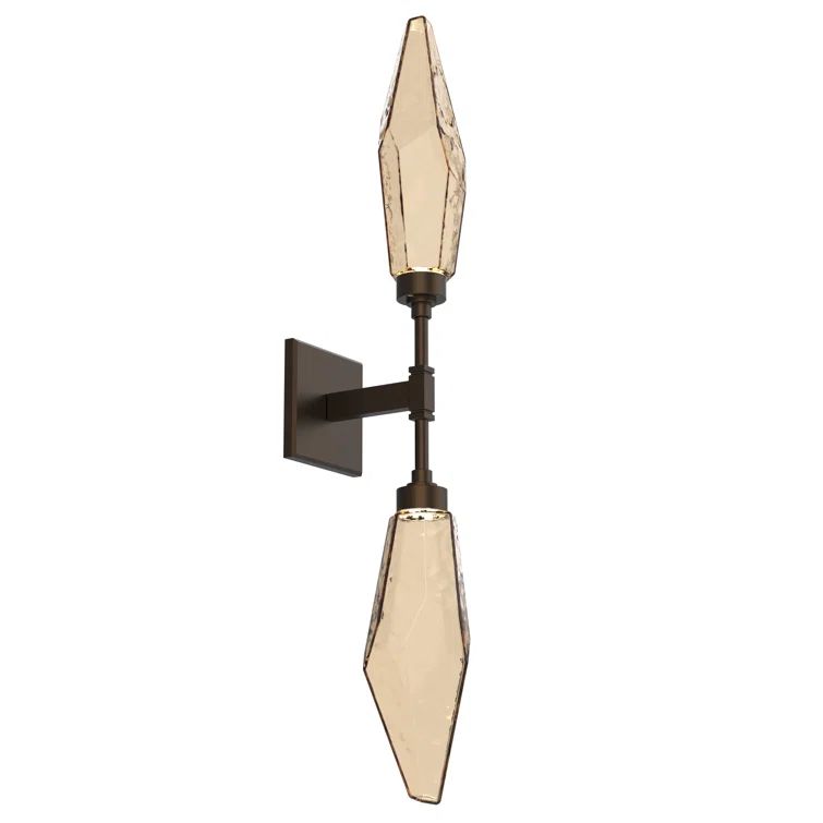 Flat Bronze Dual Rock Crystal LED Sconce with Dimmable Light