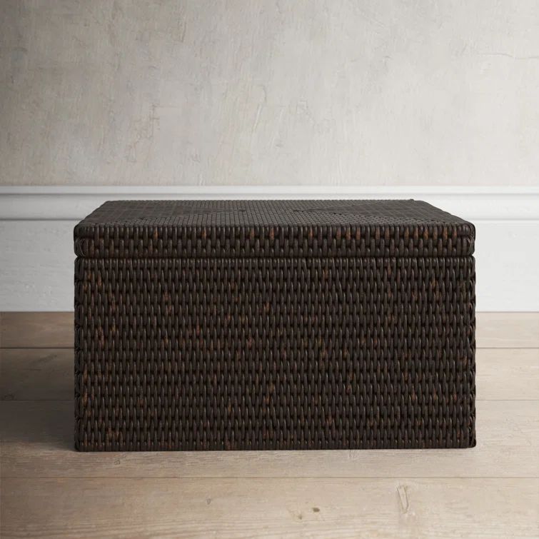 Handwoven Burmese Rattan Rectangle Storage Box with Lid