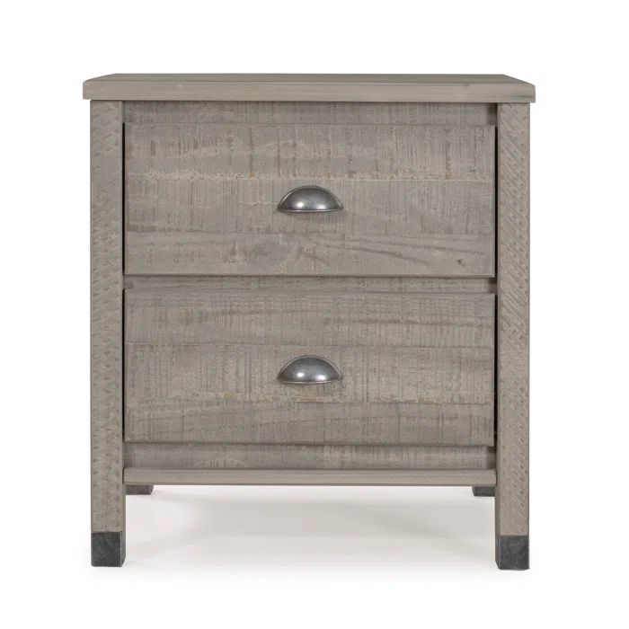 Baja Rustic Grey Solid Pine 2-Drawer Nightstand