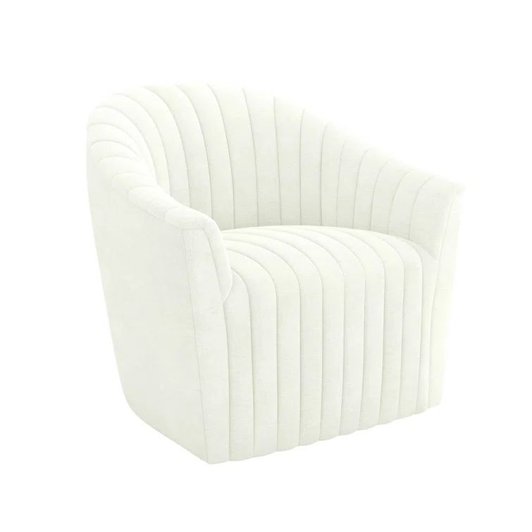 Azure Chenille Swivel Barrel Chair with Shell Finish