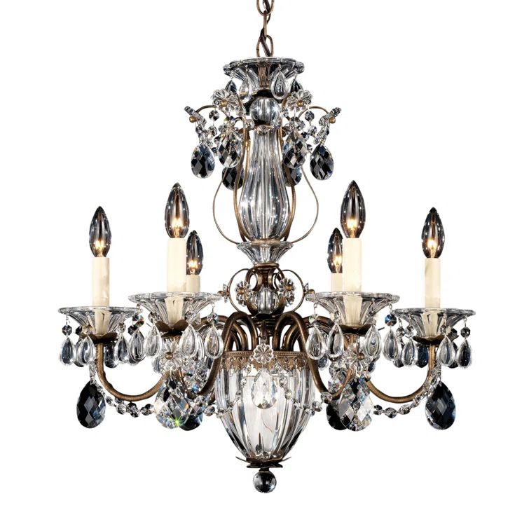 Elysian Antique Silver 6-Light Chandelier with Clear Heritage Crystal
