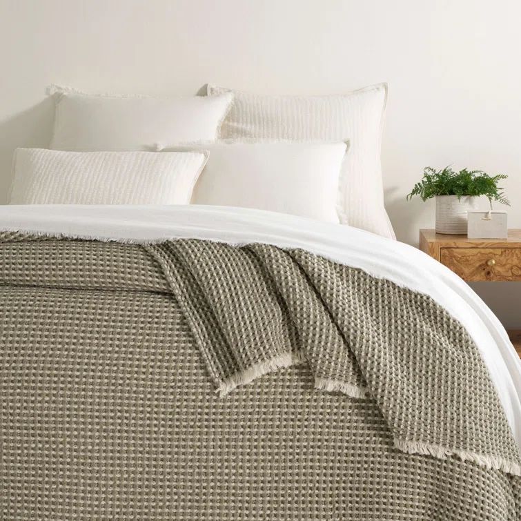 Sage Woven Wool and Cotton Reversible Blanket