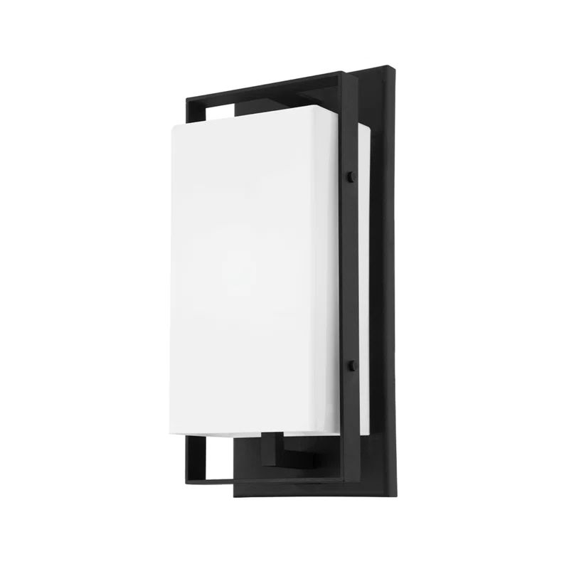 French Iron Black Wall Sconce with Opal Glass Shade