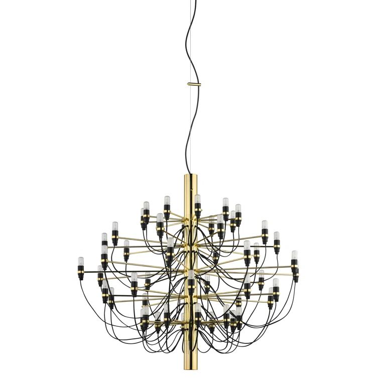 Gino Sarfatti Inspired Brass 50-Light Mid-Century Modern Chandelier