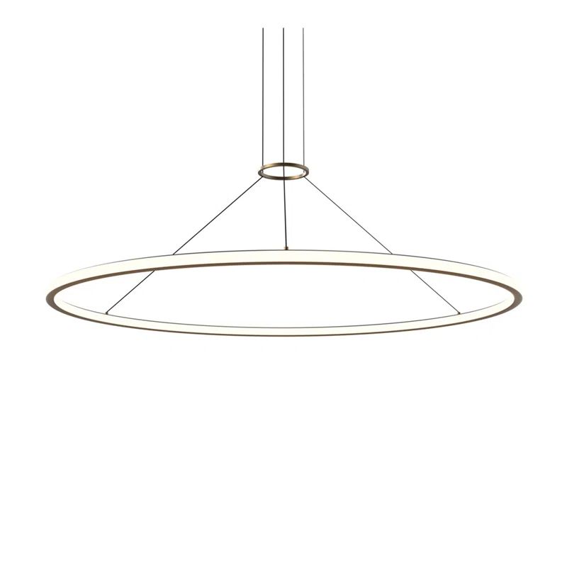 Luna Contemporary LED Brass Ring Pendant Light, 61.5" Wide