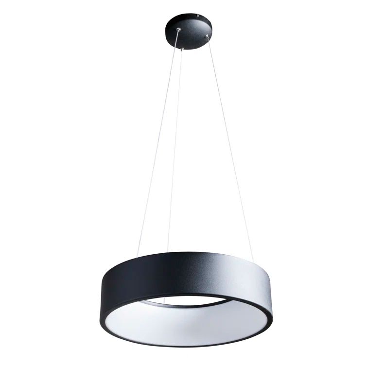 Fynn 17.75" Black Drum LED Pendant Light