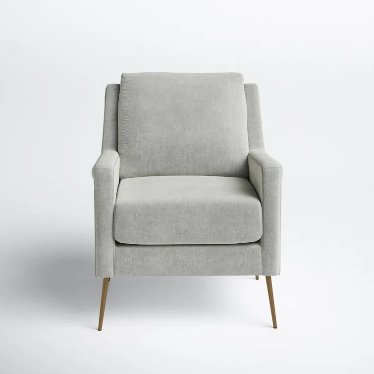 Mid-Century Modern Gray Wood Accent Chair with Gold Legs