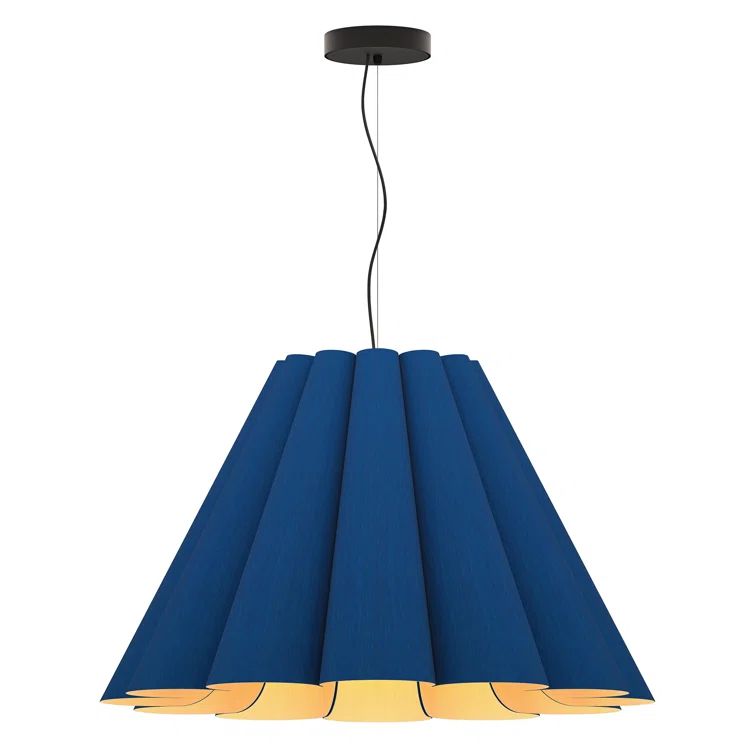 Lora 32" Blue Reconstructed Wood Veneer 1-Light Pendant