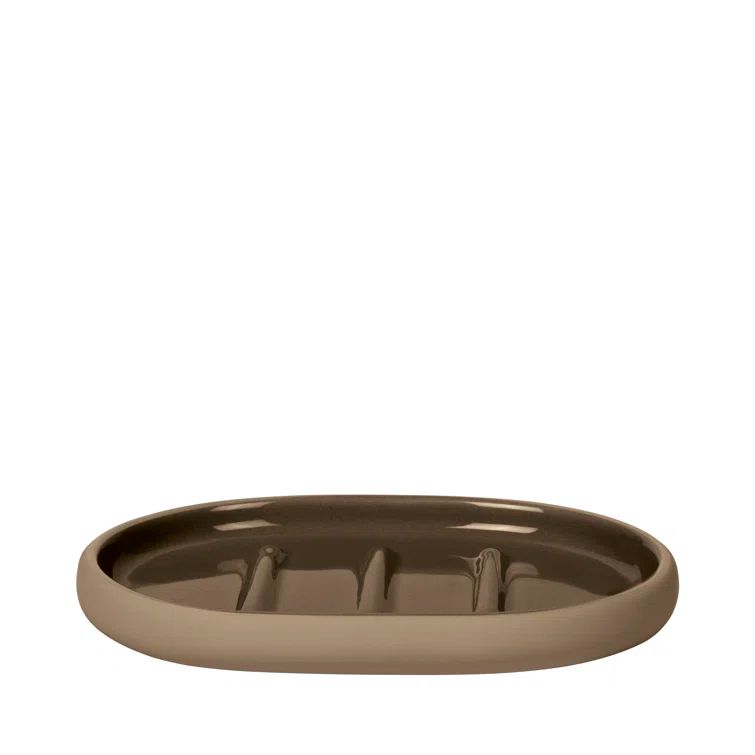 Tan Ceramic Freestanding Soap Dish