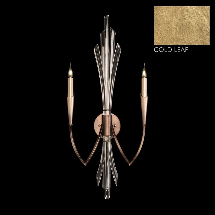 Trevi Gold Leaf 2-Light Crystal Wall Sconce