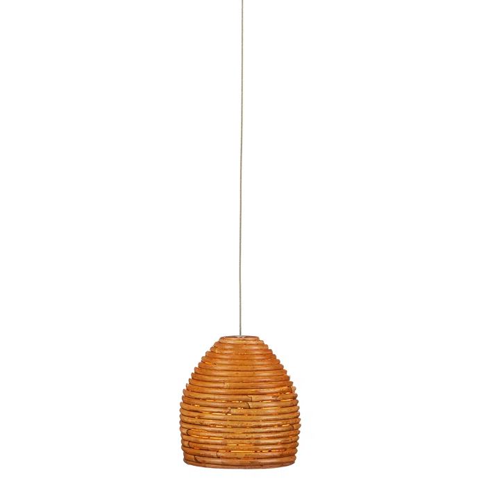 Beehive Rattan Shade Silver Finish 1-Light Pendant
