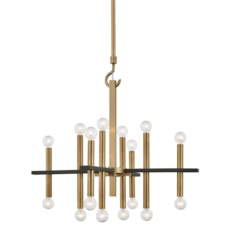 Colette Aged Brass & Black 16-Light Candelabra Chandelier