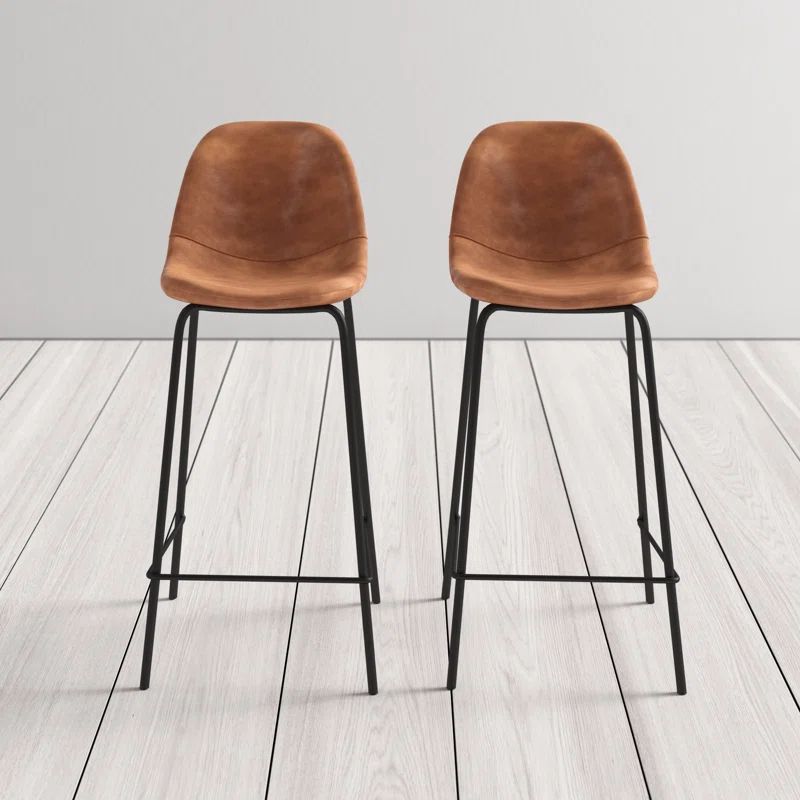 Kody 24" Black Metal Frame Counter Stool with Vegan Leather Seat