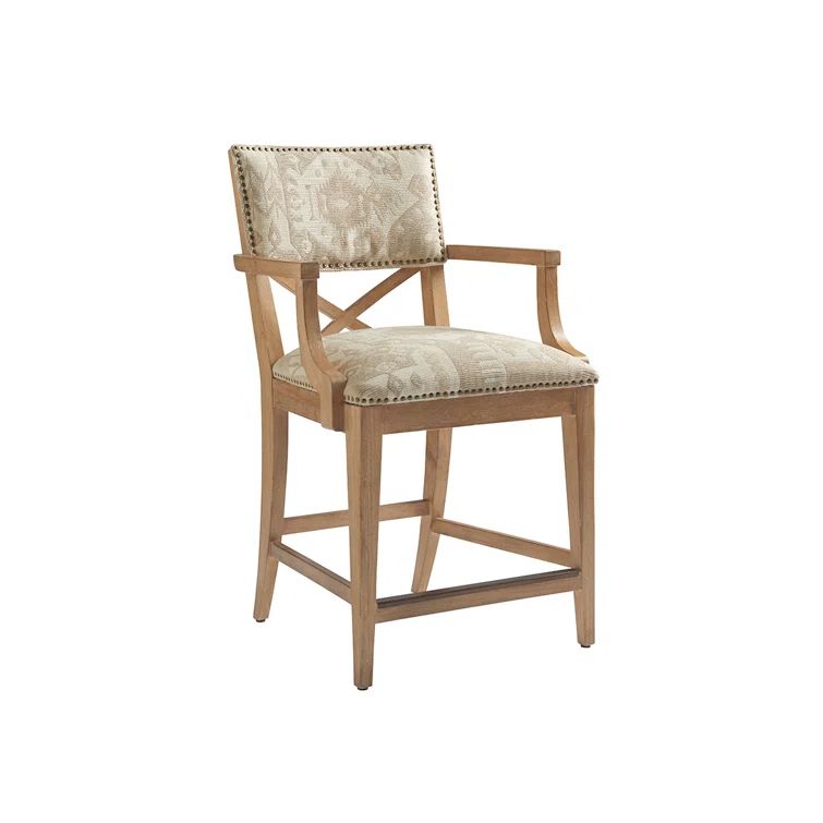 Traditional White Wood and Acrylic Counter Stool with Footrest