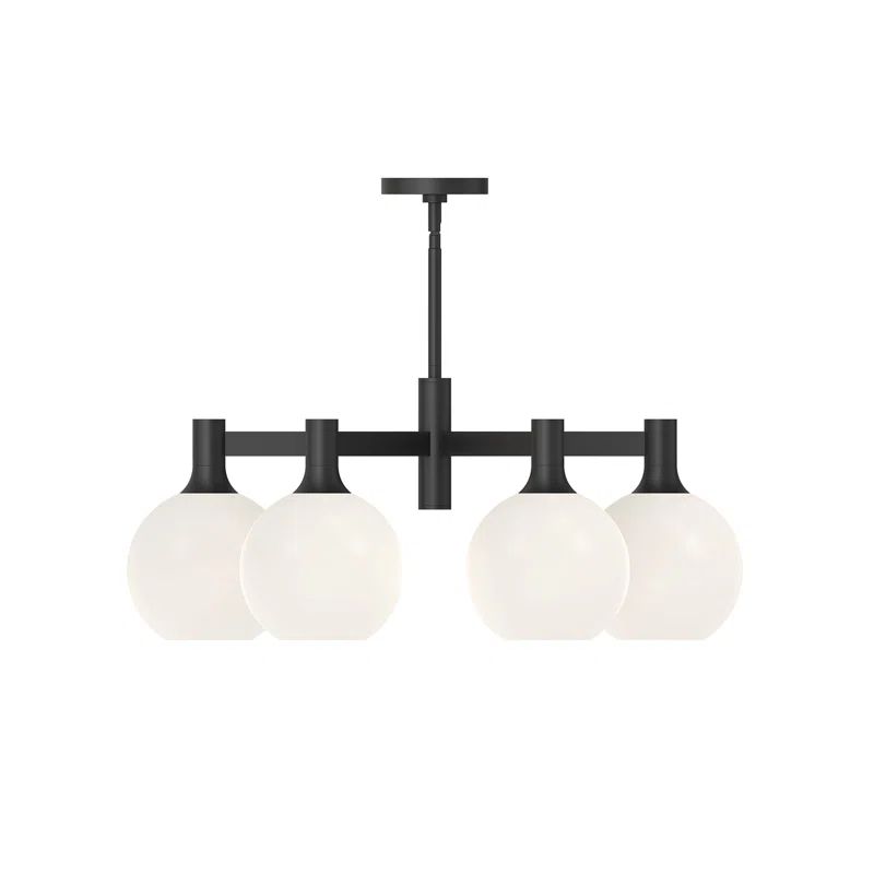 Castilla Matte Black 29.5" Globe Chandelier with Opal Matte Glass