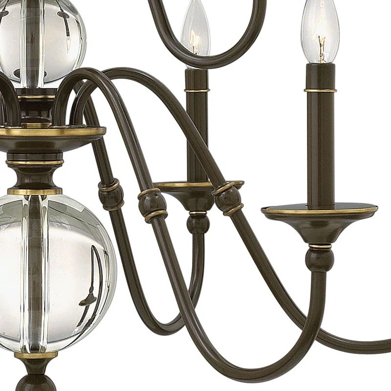 Eleanor Heritage Brass 6-Light Crystal Candle Chandelier
