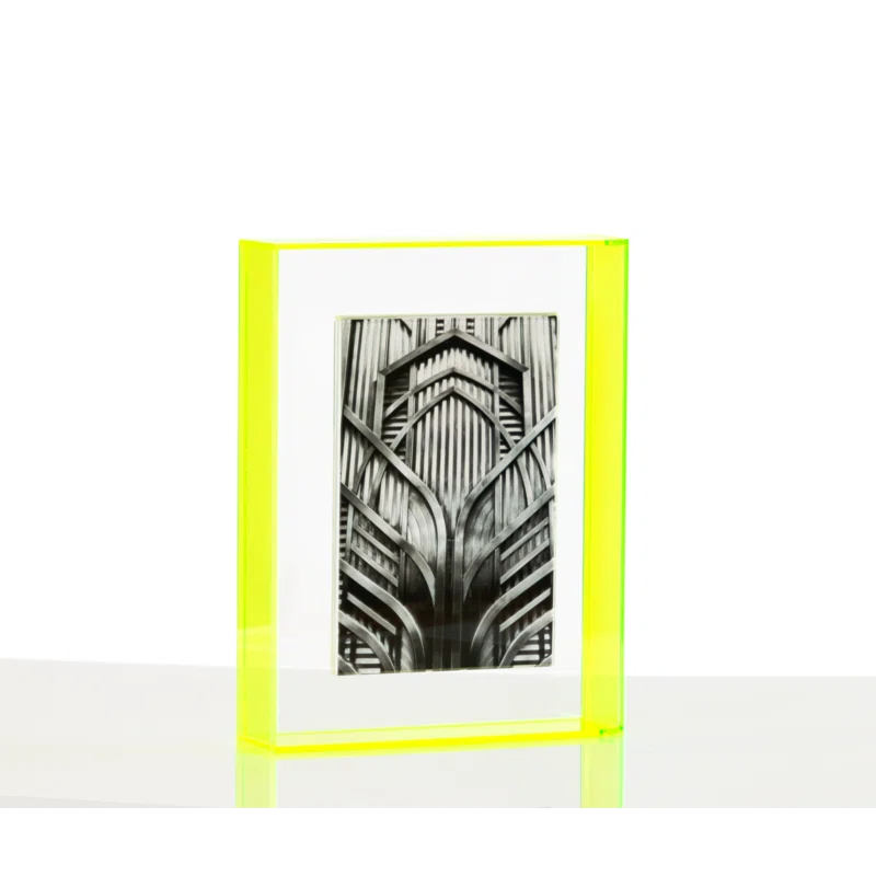 Neon Yellow Acrylic Floating Frame for Tabletop or Wall, 4x6