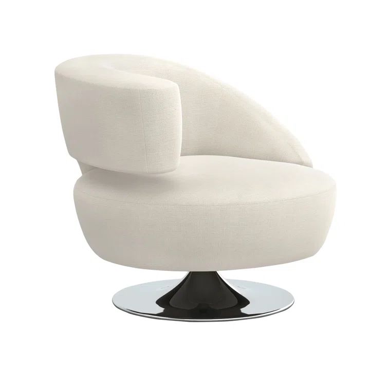 Isabella Pearl Gray Swivel Accent Chair with Polished Nickel Base