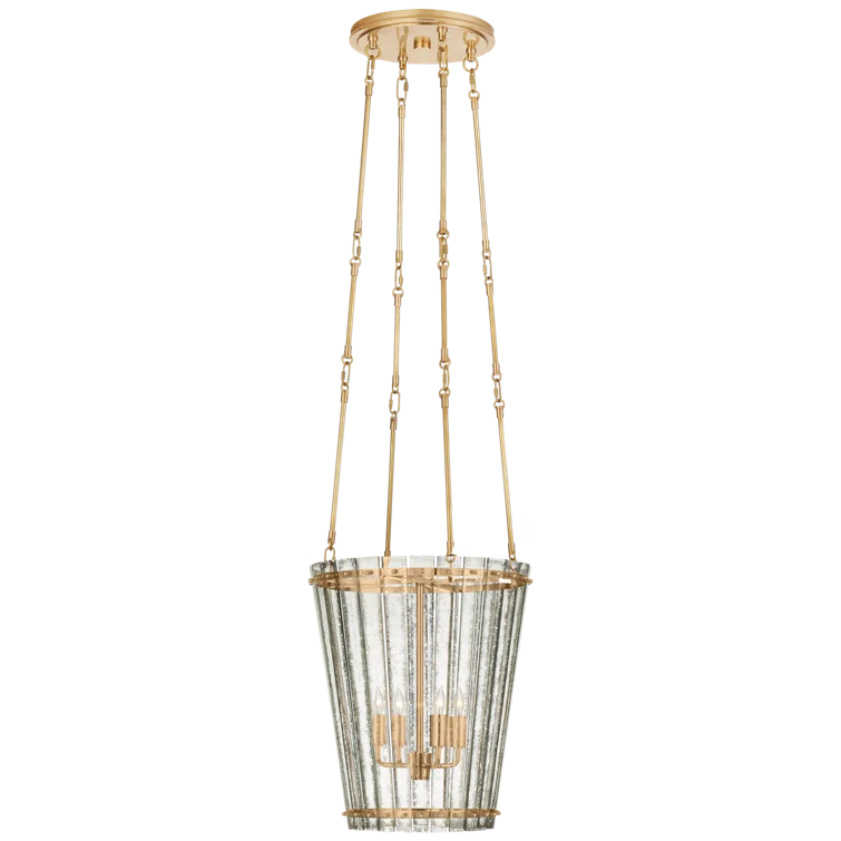 Mini Cadence Antique Brass Plug-In Crystal Chandelier