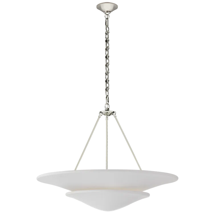 Elegant Tiered Crystal Chandelier in Polished Nickel, 25" Plug-in