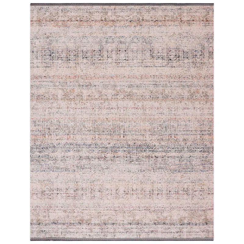 Elegant Ivory and Light Olive Wool-Synthetic Blend Area Rug, 5'3" x 7'6"