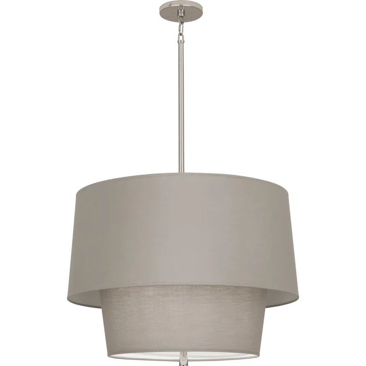 Polished Nickel Double Shade Pendant Light with Smoke Gray Diffuser