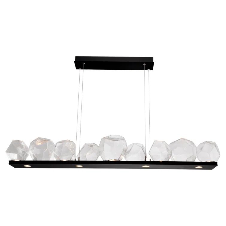 Matte Black Glass LED Linear Pendant Light