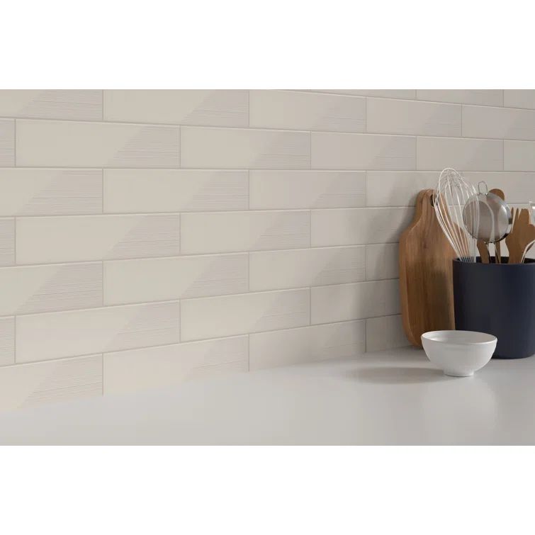 Express Beveled 3" x 12" Ceramic Tile in Glossy Fawn