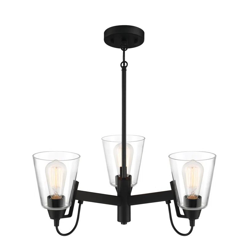 Coal and Clear Glass 3-Light Mini Chandelier