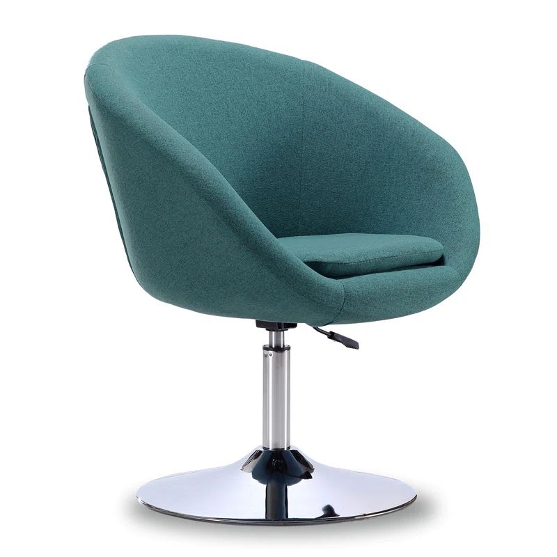 Sky Blue Faux Leather Swivel Accent Chair with Metal Base