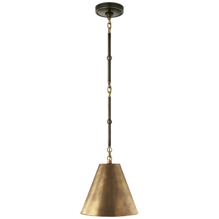Goodman Petite 12" Bronze & Antique Brass Industrial Pendant Light