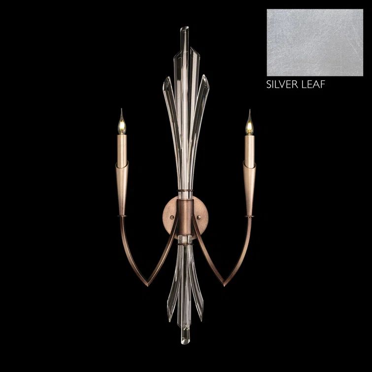 Trevi Silver Leaf 2-Light Porcelain Crystal Wall Sconce