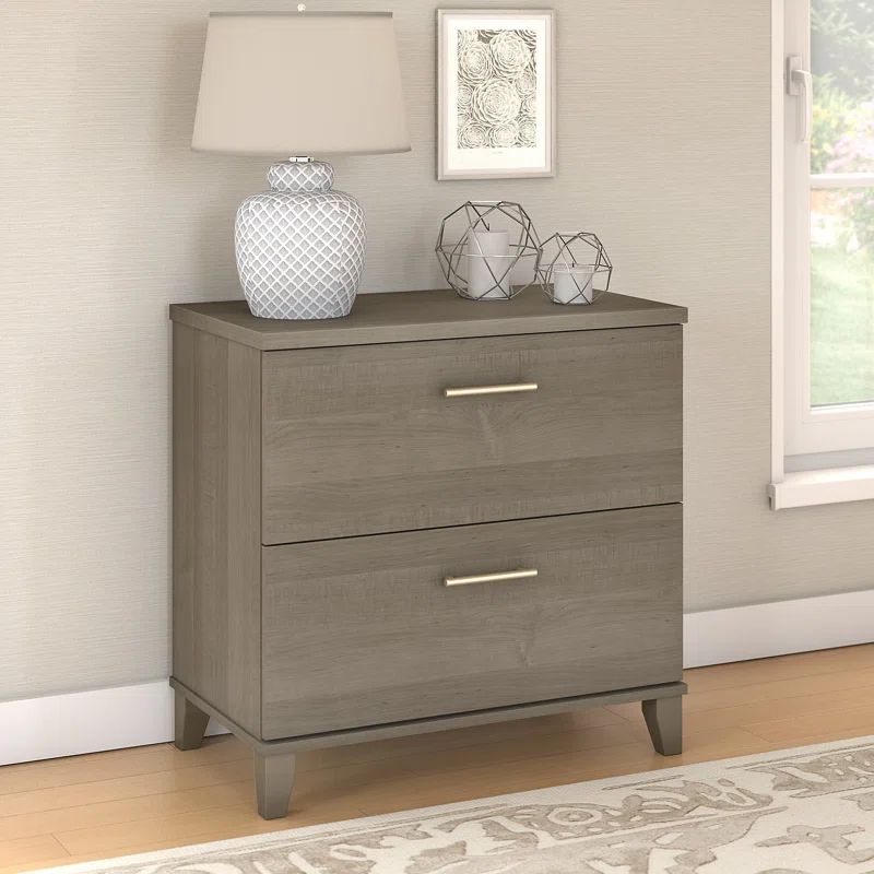Ash Gray Transitional 2-Drawer Lateral Filing Cabinet