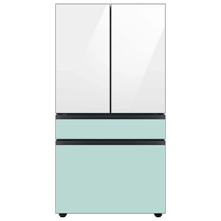 Morning Blue Glass 23 cu. ft. Smart French Door Refrigerator with Ice Maker