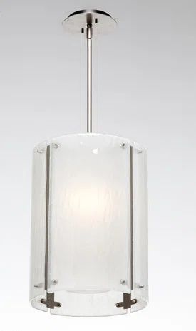 Matte Black Textured Glass Drum Pendant with Energy Star LED