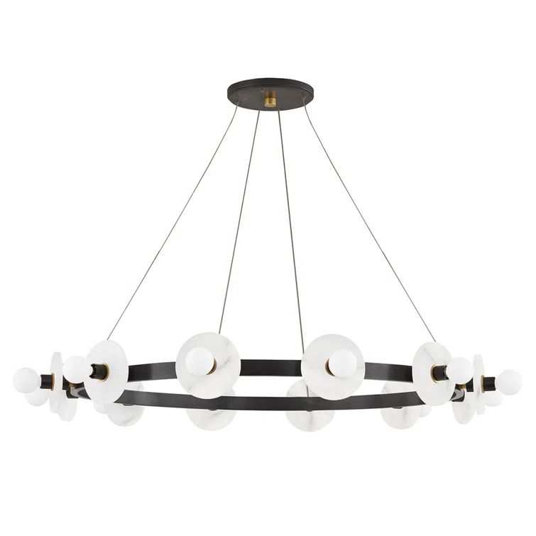 Austen Aged Old Bronze 12-Light Chandelier with Spanish Alabaster Shades