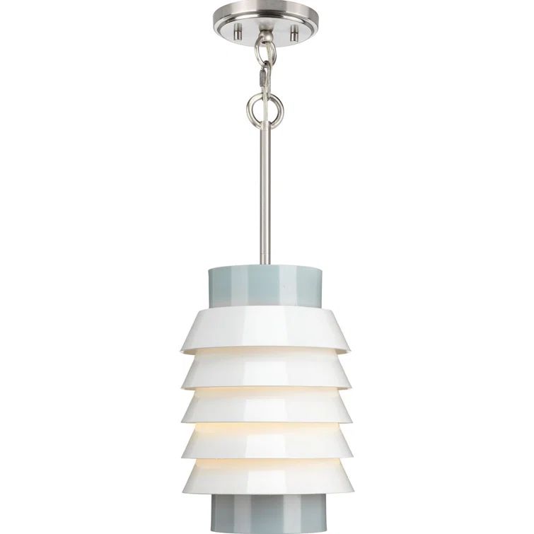 Tobin Mid-Century Brushed Nickel 8" Mini-Pendant with White Glass
