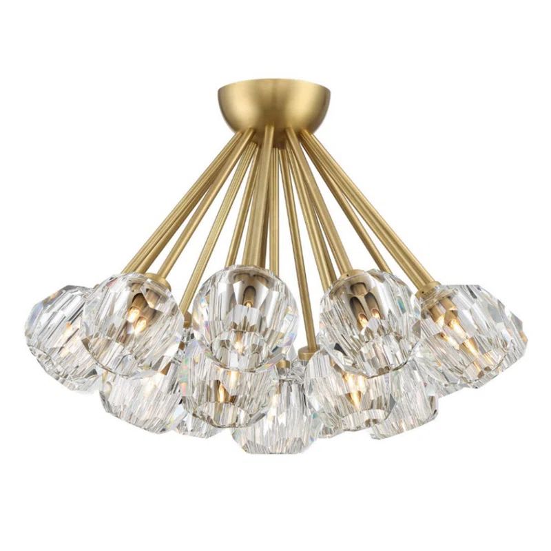 Parisian Aged Brass 19" LED Crystal Cluster Indoor/Outdoor Flush Mount