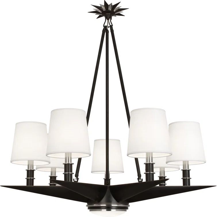 Bronze Sputnik 36" Plug-in Chandelier with Linen Shades