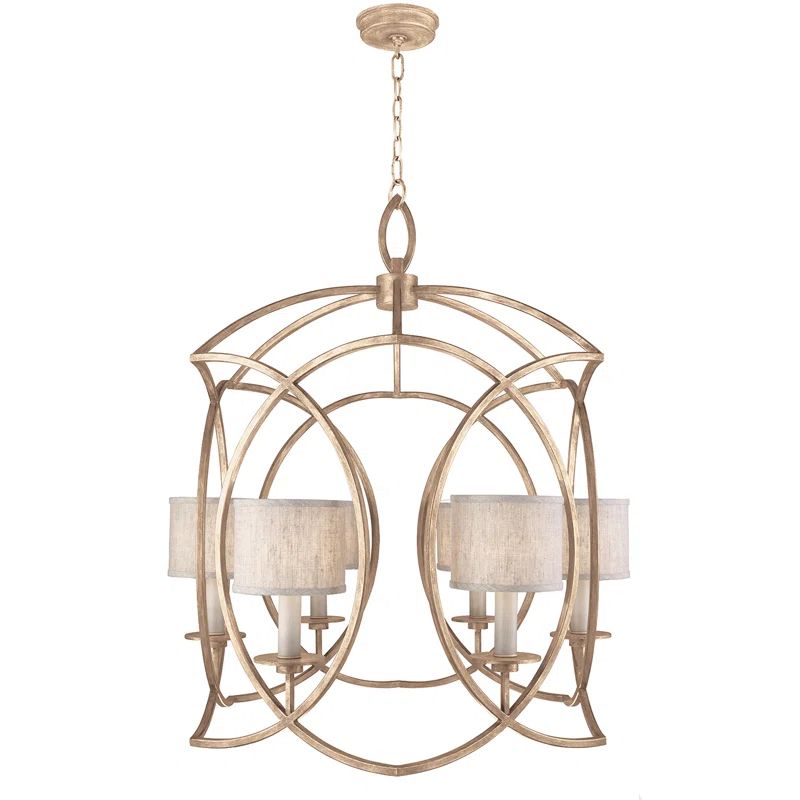 Cienfuegos Elegance Gold Leaf 6-Light Chandelier with White Shades