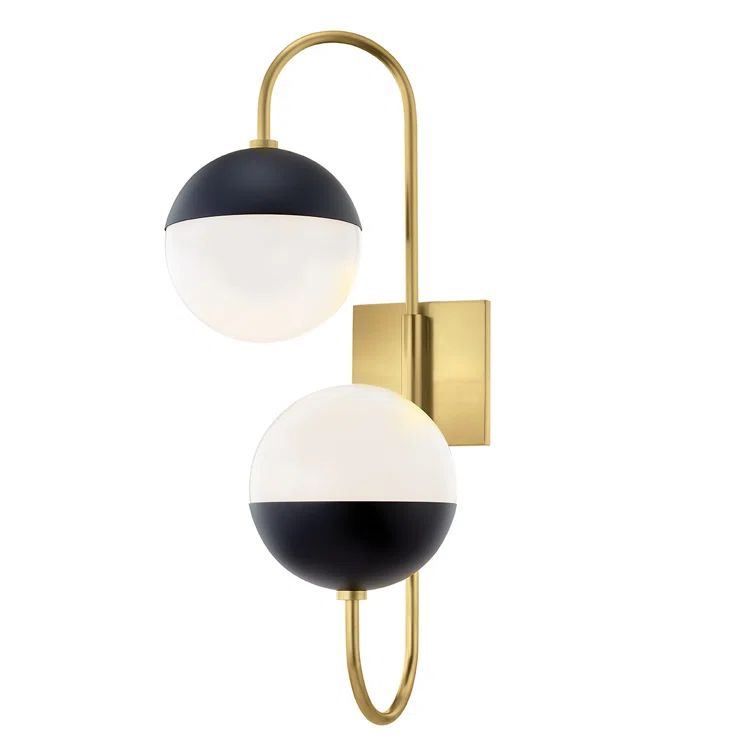 Renee Aged Brass & Black 2-Light Geometric Wall Sconce