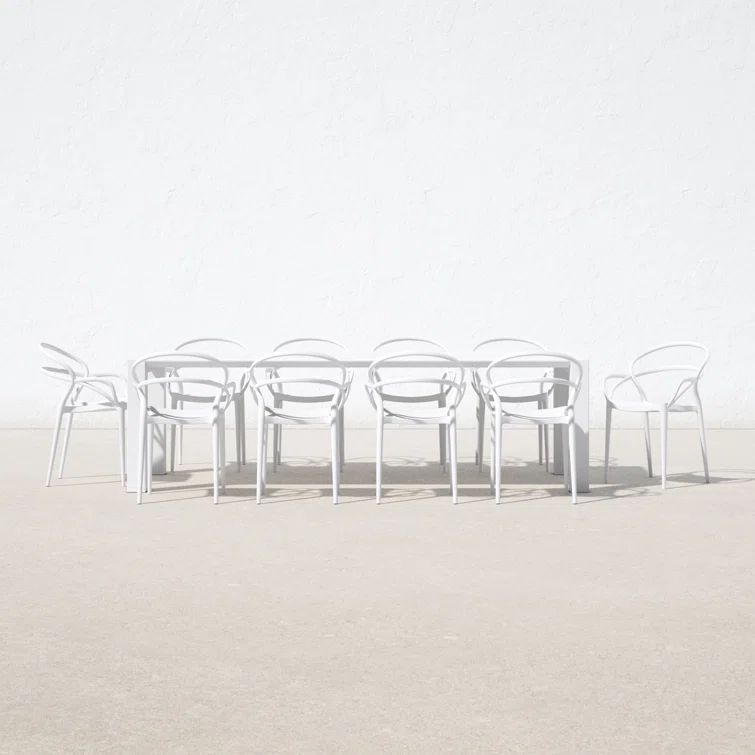 Mila White Extendable 10-Person Outdoor Dining Set