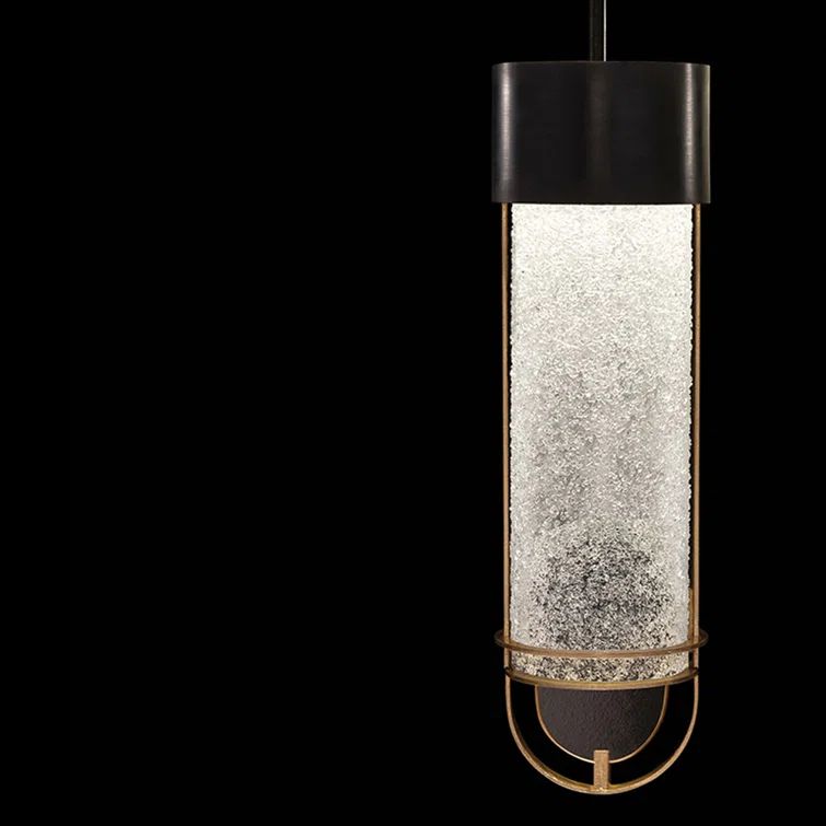 Bond 5.5" Black and Gold Handcrafted Glass LED Pendant