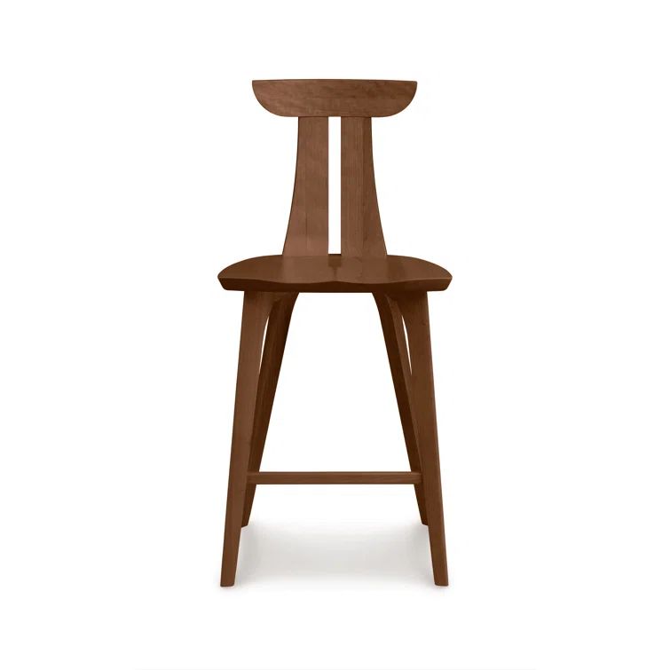 Classic Mid-Century Saddle Cherry Hardwood Bar Stool