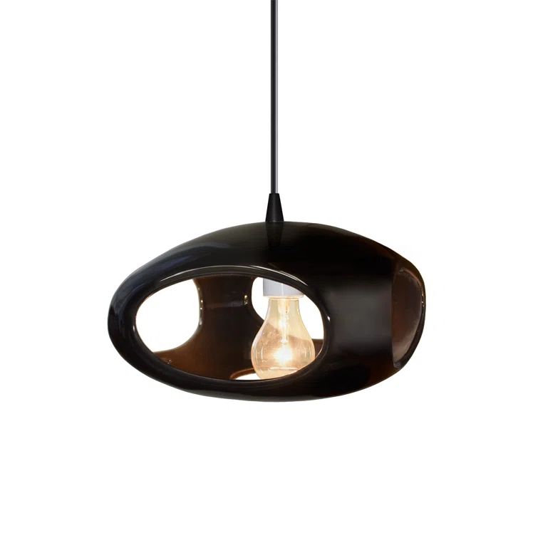 Modern Black Ceramic Geometric Single Pendant Light