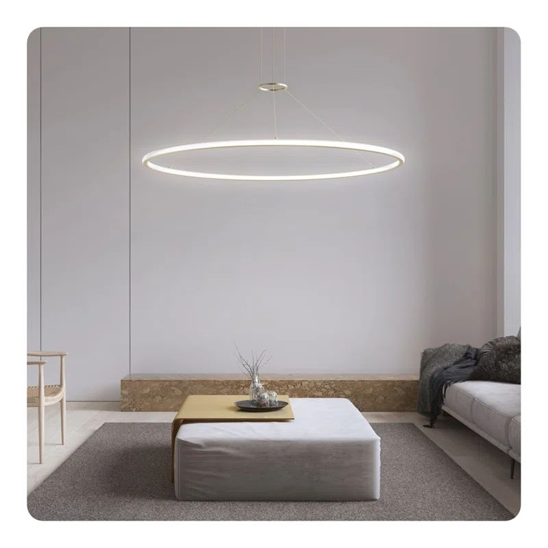 Luna LED Brass Finish Contemporary Indoor/Outdoor Pendant Light