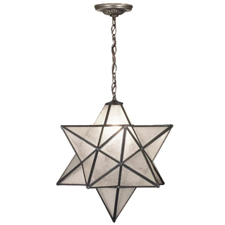 Moravian Star Clear Seedy Glass Bronze Pendant Light