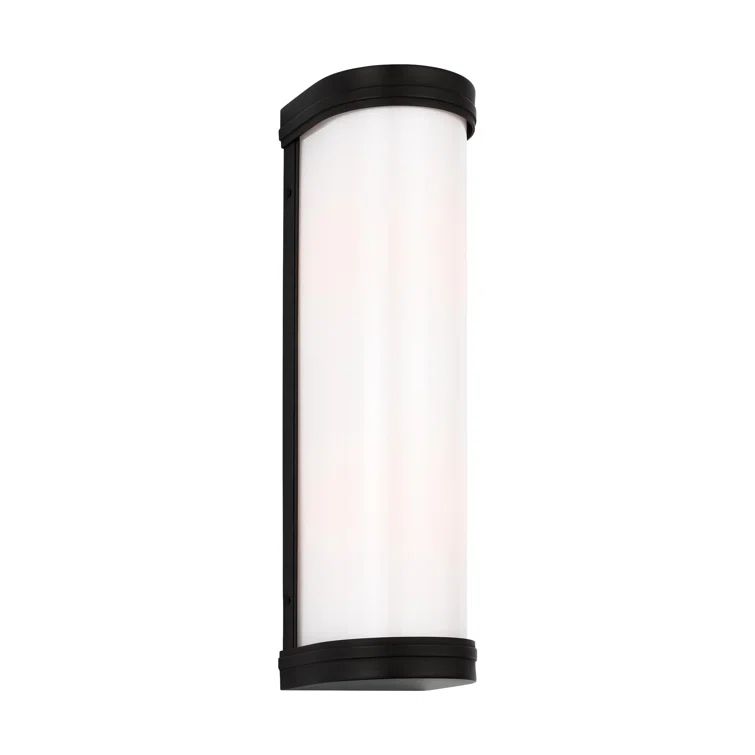 Aged Iron Cylinder Bathroom Vanity Light with Etched Glass