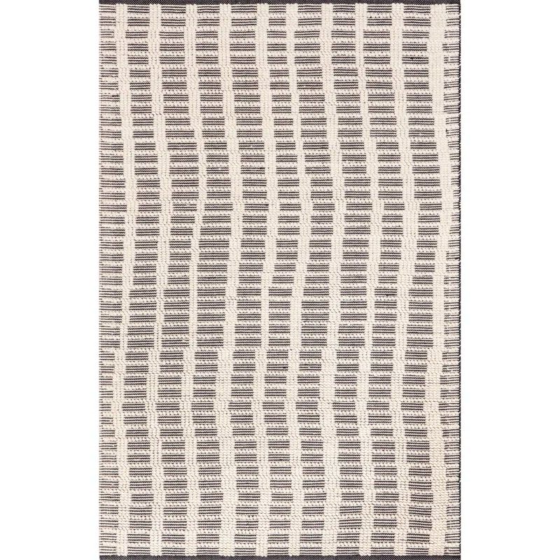 Parker Check Handmade Ivory Wool 5' x 8' Area Rug